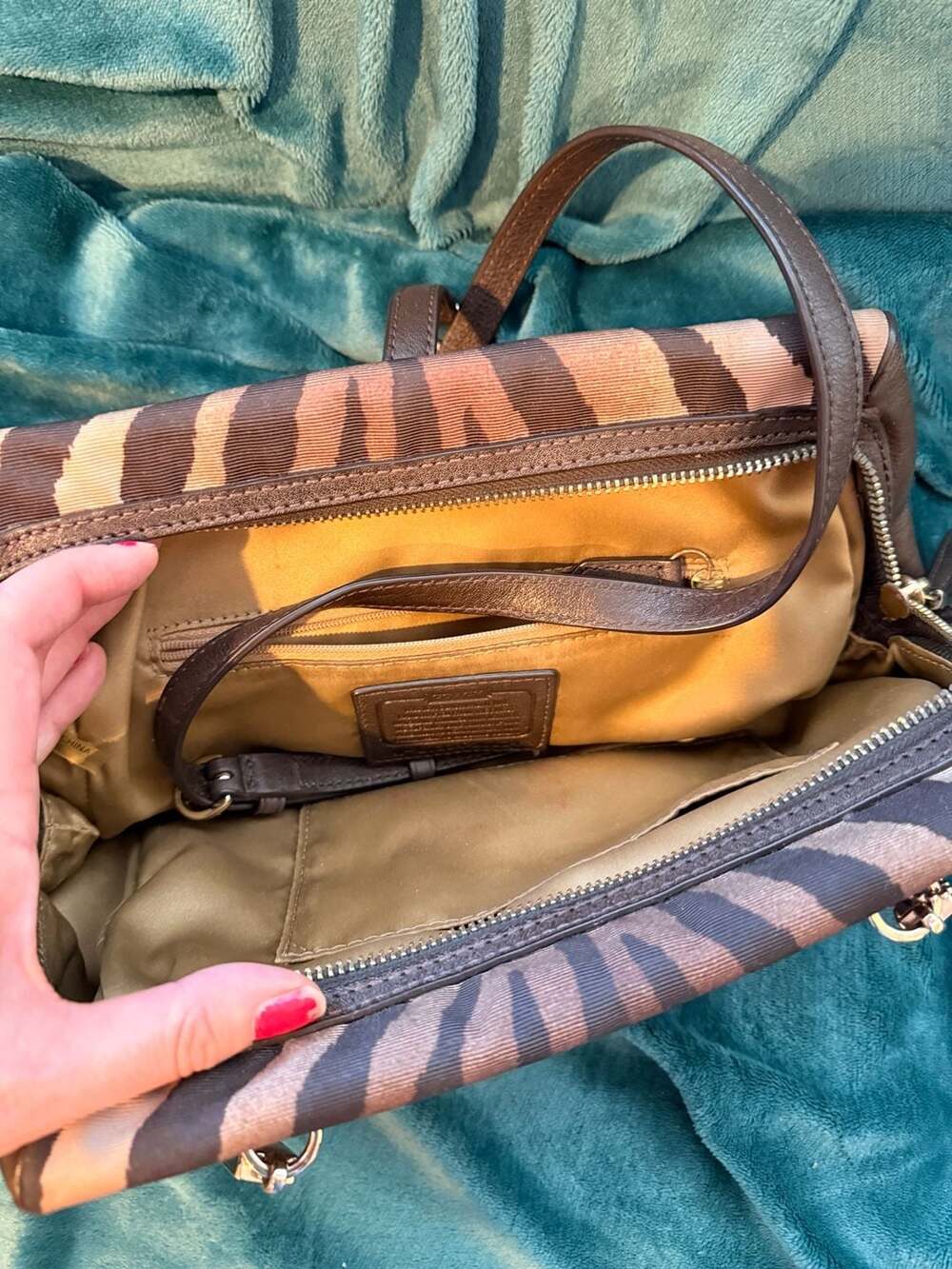 COACH Madison Bag Zebra Animal Print Madeline East West Satchel - Picture 8 of 10